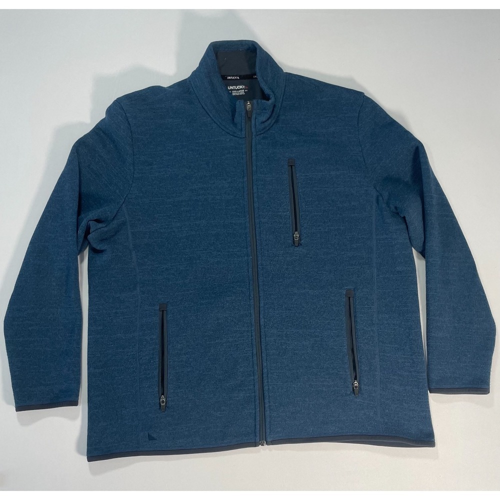 Untuckit Full Zip Fleece Lined Jacket Mens 3XL Blue Pockets Outdoors Hiking Golf